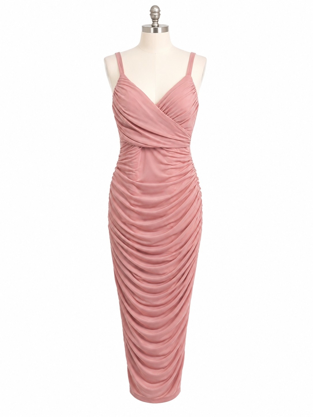 Fashion Nova Dusty Rose Ruched Midi Dress
